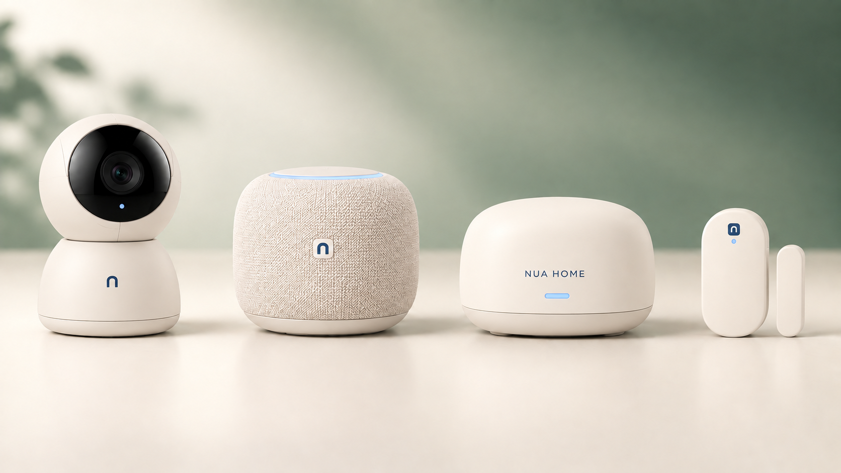 Coordinated Nua camera, speaker, mesh and sensor family